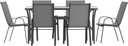 Flash Furniture Brazos Commercial Outdoor Dining Set, 60" Tempered Glass Patio Table with Umbrella Hole, 6 Stack Chairs with Flex Comfort Seats and Backs, Gray/Black