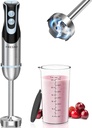FRESKO Immersion Handheld Blender 500W with 700ml Beaker, 12-Speed & Turbo Mode Hand Blender Stick, 304 Stainless Steel Blades for Soup, Smoothie, Puree, Baby Food
