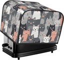 4 Slice Toaster Cover with Pocket Universal Size Toasters Dusts Covers Cute Funny Grey Cats Pattern Bread Machine Cover & Protection Bread Machine Protector Small Kitchen Appliance Covers