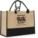 Important Gigi Stuff Tote Bag, Gigi Gifts Christmas Birthday Mother's Day Thank You Getaway Gifts for Gigi Grandma, Reusable Beach Grocery Shopping Tote Bags for Women