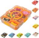Patent Divided Serving Tray with Lid & Handle - Snackle Box Organizer for Charcuterie, Sandwiches, Veggies, Fruits, Candy - Portable Food Storage for Travel, Beach, Picnics（1 pcs, Orange）