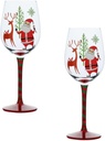 2pcs Festive Wine Goblets Christmas Santa Elk Tree Design Crystal Glasses for Holiday Parties Family Gatherings and Celebrations