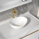 16"x13" Bathroom Vessel Sink Oval - White Porcelain Ceramic Oval Shape Above Counter Vanity Lavatory Bath Sink Art Basin with Faucet & Pop-Up Drain