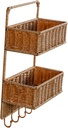 HEALLILY Hanging Fruit Baskets for Kitchen Woven Storage Organizer Wall Decor No Drill Tiered Shelf