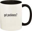 got pockiness? - 11oz Ceramic Colored Handle and Inside Coffee Mug Cup, Black