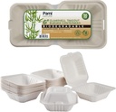 PAMI 50-Pack 6x6 Biodegradable Bento Box Hamburger Containers, Compostable Small Take out Boxes Made from Sugarcane Fibers