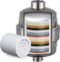 G-Promise 16 Stage Shower Filter For Hard Water, Reduces Chlorine and Fluoride, Improves Dry Skin, Universal With G1/2" Threads Design, Comes With a Replacement Cartridge (Brushed Nickel)