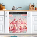 Dishwasher Magnet Cover Panel,Flamingo Pink Ice Cream Magnetic Dishwasher Covers Refrigerator Sticker Decal Decorative Washing Machine Cover for Home Kitchen,23x26in