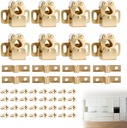 8 Pack Double Roller Cabinet Door Latch, Upgrade Gold Stainless Steel Cabinet Latches Hardware with Spear Strike and Mounting Screws, Designed for Kitchen, Bathroom and Storage Cabinets