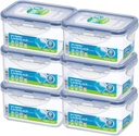 Lock & Lock Rectangular Water Tight Food Container, Set of 6 (15 oz each)