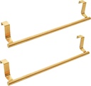 2 Pack Gold Towel Holder,14 Inch Stainless Steel Over Door Towel Holders，Kitchen Towel Rack Over Cabinet Door，Suitable for Universal Installation in Kitchens and Bathrooms（Large）