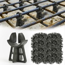 Strasee 500Pcs 1-3/16" Snap Rebar Chairs Plastic Rebar Chair Heavy Duty Fit 3-5 Size Anti Rust Solid Construction for Concrete M076