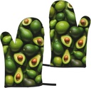 Avocado Pattern Silicone Insulated Oven Mitts,Oven Glove High Heat Resistant,for Cooking Barbecue,Microwave